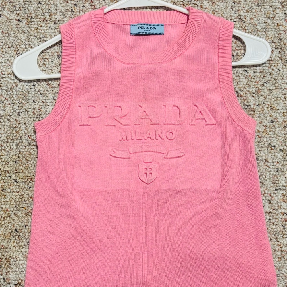 Prada Embossed Pink Tank Top